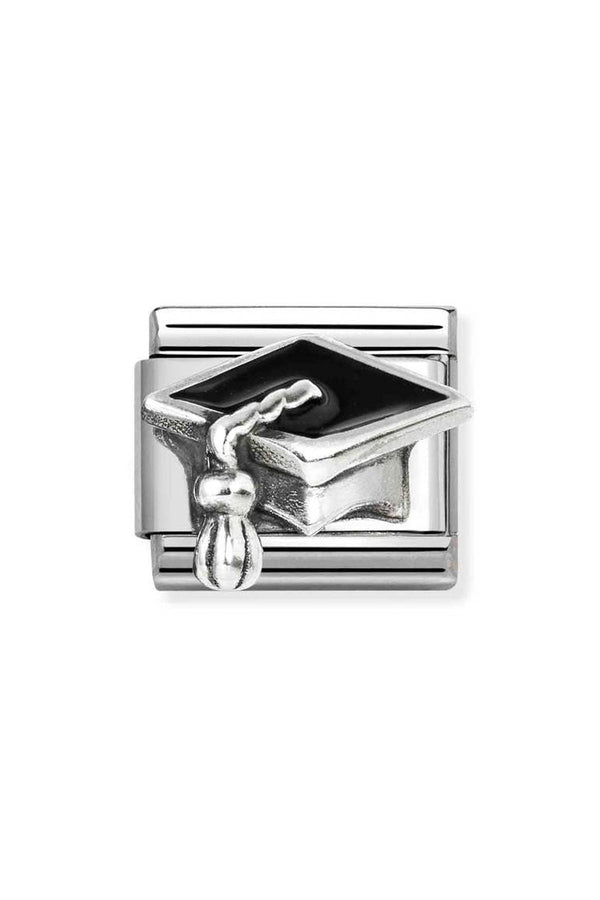 Nomination Composable Classic Black Graduation Hat in Silver