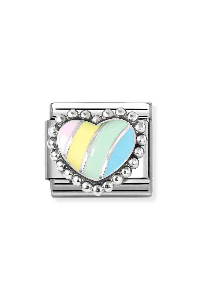 Nomination Composable Pastel Striped Enamel Raised Heart Sterling Silver