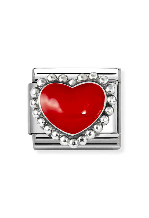 Nomination Red Enamel Heart Charm Stainless Steel Silver