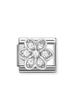 Nomination Composable Symbols Daisy in Steel, Cubic Zirconia and Silver 925