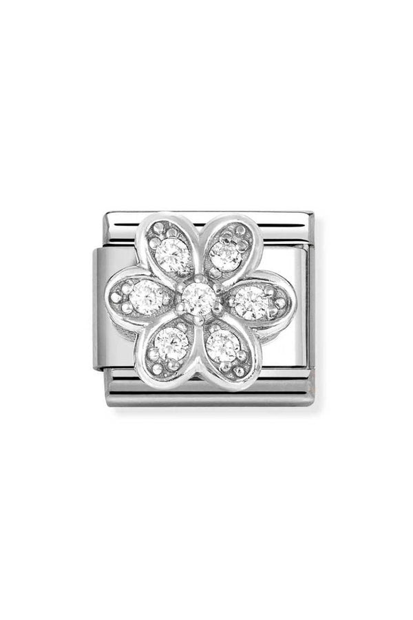 Nomination Composable Symbols Daisy in Steel, Cubic Zirconia and Silver 925