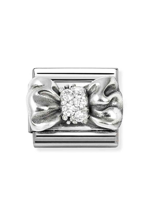 The Nomination Composable Classic Link SYMBOLS BOW, a silver steel jewellery charm with cubic zirconia, from Nomination Italy, at OD’s Jewellers in St Helens.