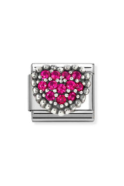 Nomination Composable Symbols Pave` Red Heart in Steel, Cubic Zirconia and Silver 925