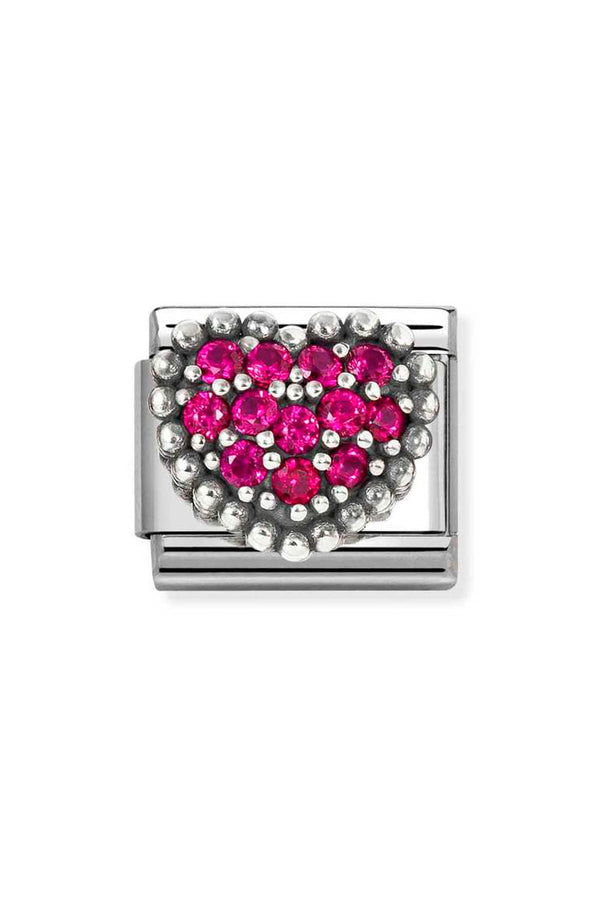 Nomination Composable Symbols Pave` Red Heart in Steel, Cubic Zirconia and Silver 925