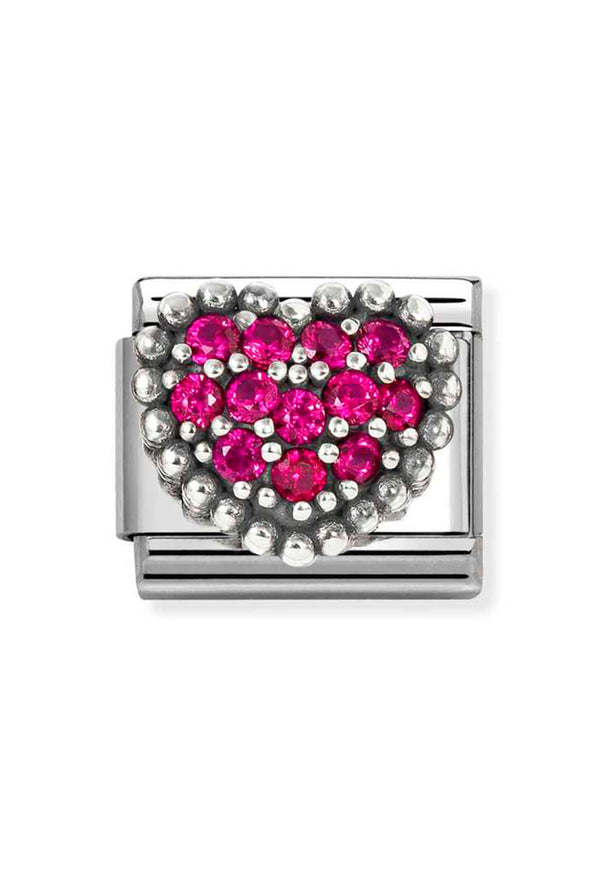 Nomination Composable Symbols Pave Red Heart Steel 925 CZ
