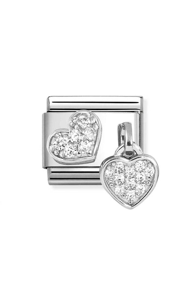 Nomination Composable Classic Link Heart and Heart  Drop in Stainless Steel & Silver 925