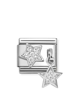Nomination Composable Classic Link Star and Star Drop in Stainless Steel & Silver 925