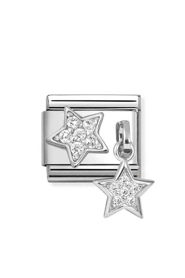 Nomination Composable Classic Link Star and Star Drop in Stainless Steel & Silver 925