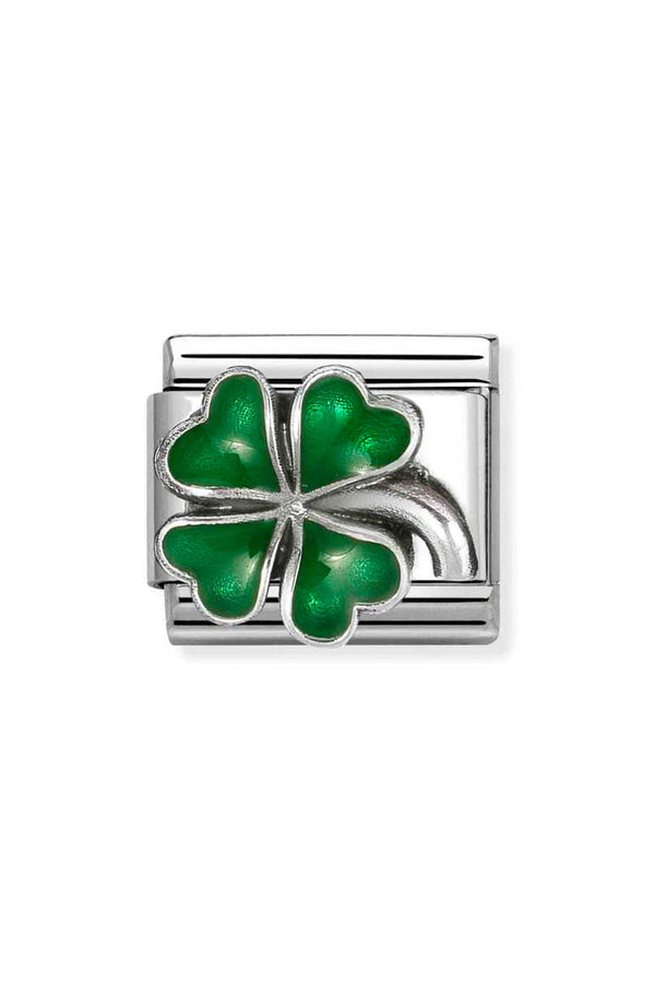 Composable Silver Green Four-Leaf Clover Charm 330204/42