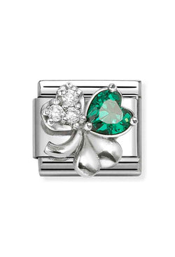Composable Silver Green & CZ Clover Charm 330322/10