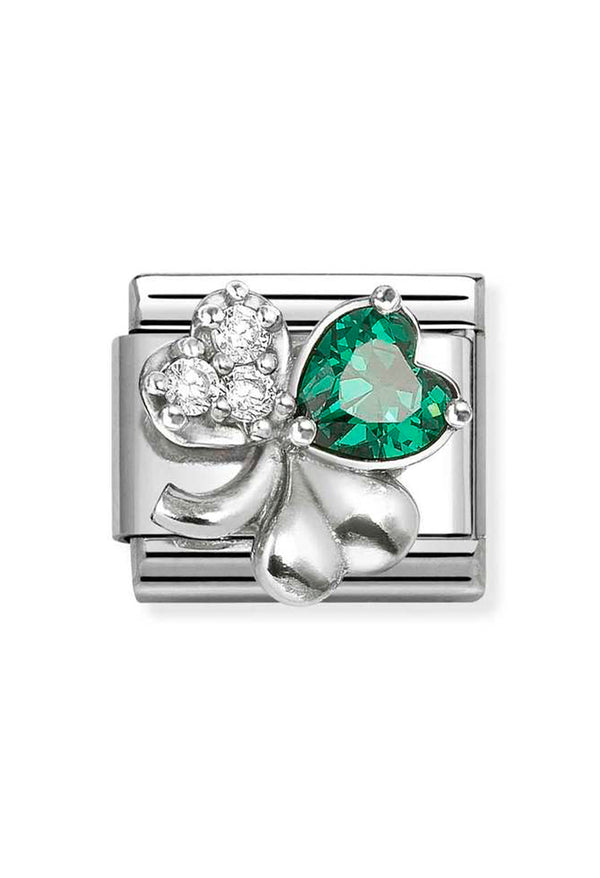 Composable Silver Green & CZ Clover Charm 330322/10