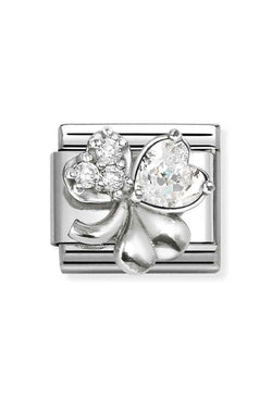 Composable Silver & CZ Clover Charm 330322/12