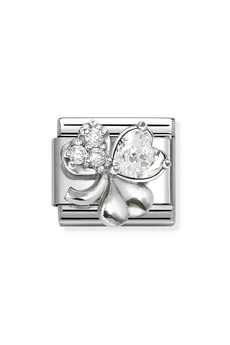 Composable Silver & CZ Clover Charm 330322/12