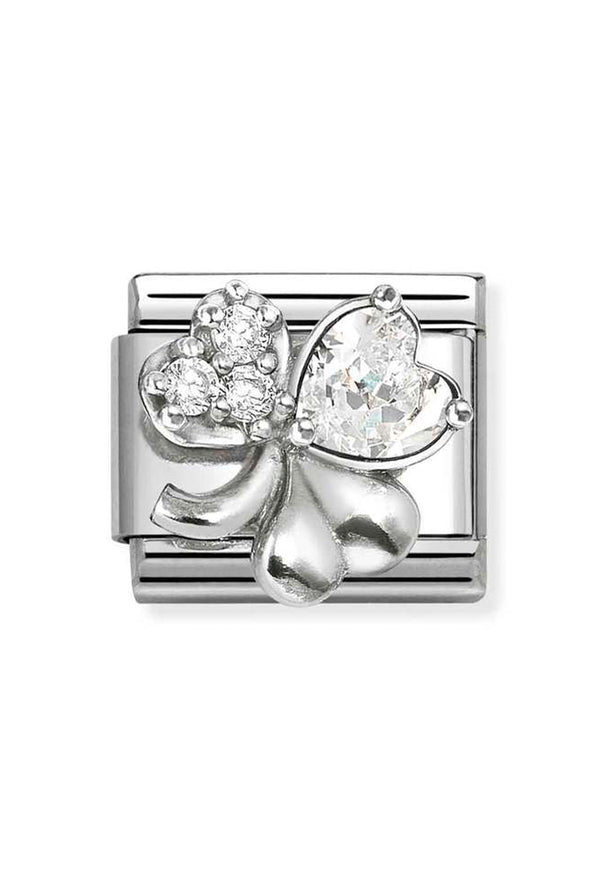 Composable Silver & CZ Clover Charm 330322/12