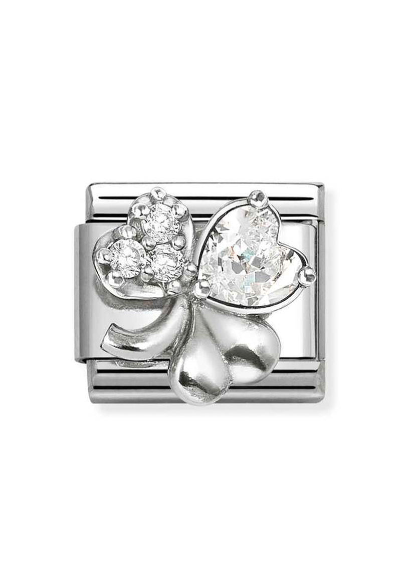 Composable Silver & CZ Clover Charm 330322/12