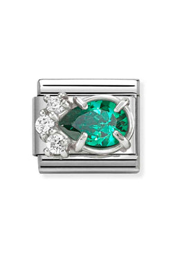 Composable Silver, Green CZ Teardrop Charm 330329/03