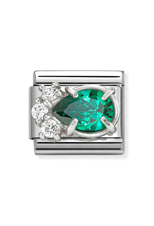 Composable Silver, Green CZ Teardrop Charm 330329/03