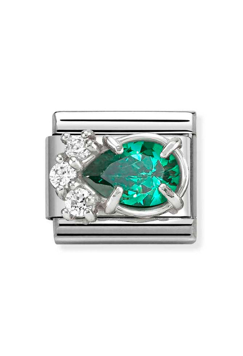 Composable Silver, Green CZ Teardrop Charm 330329/03