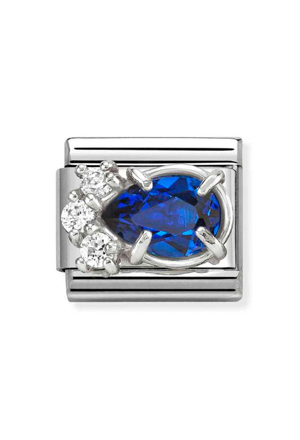 Composable Silver, Blue CZ Teardrop Charm 330329/06