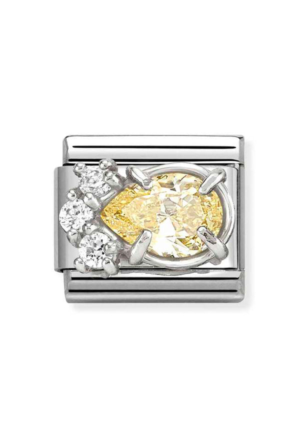 Composable Silver, Yellow CZ Teardrop Charm 330329/07