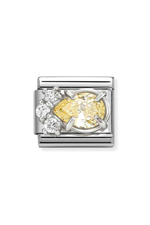 Composable Silver, Yellow CZ Teardrop Charm 330329/07