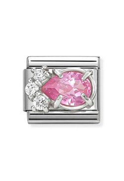 Composable Silver, Pink CZ Teardrop Charm 330329/08