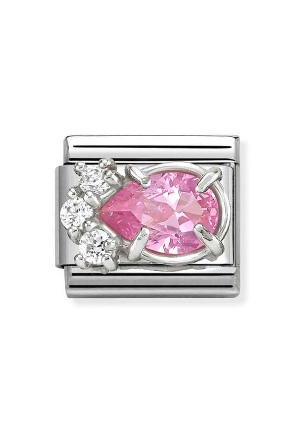 Composable Silver, Pink CZ Teardrop Charm 330329/08