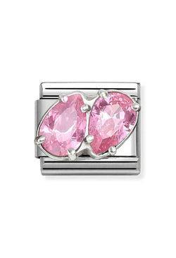 Composable Silver, Pink CZ Double Teardrop Charm 330329/10