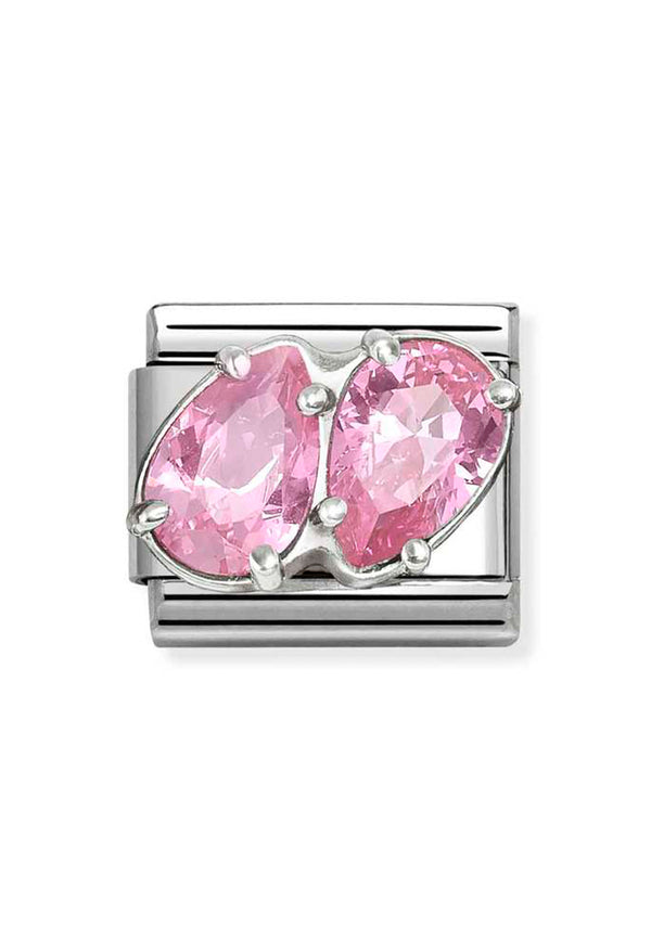 Composable Silver, Pink CZ Double Teardrop Charm 330329/10