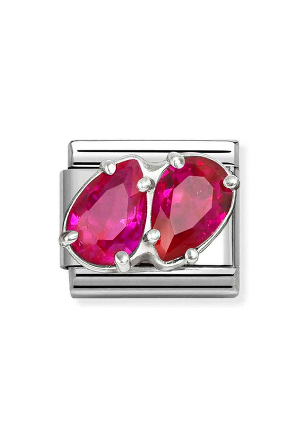 Composable Silver, Red CZ Double Teardrop Charm 330329/11