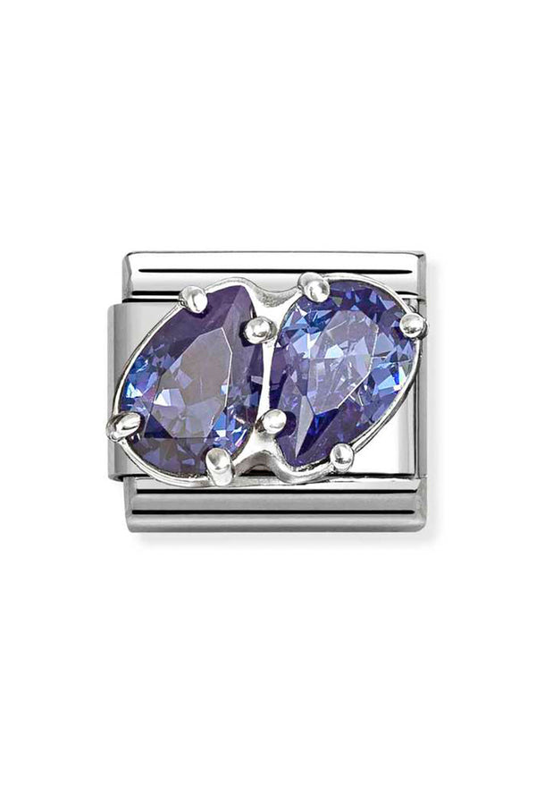 Composable Silver, Blue CZ Double Teardrop Charm 330329/13