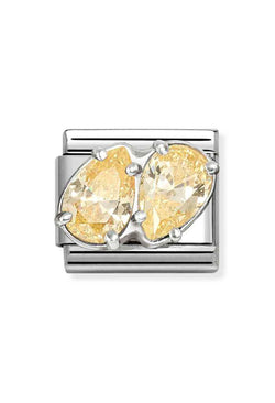 Composable Silver, Yellow CZ Double Teardrop Charm 330329/15