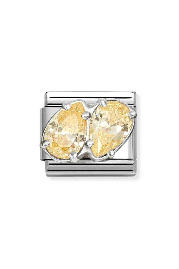 Composable Silver, Yellow CZ Double Teardrop Charm 330329/15