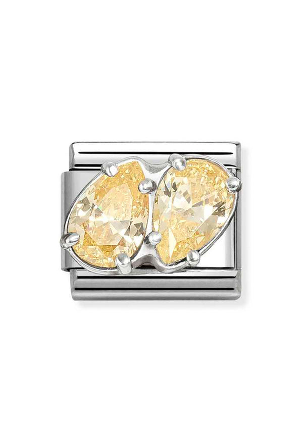 Composable Silver, Yellow CZ Double Teardrop Charm 330329/15