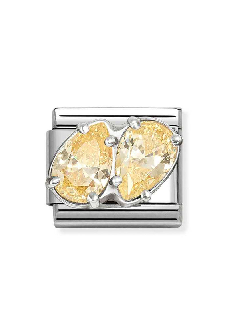 Composable Silver, Yellow CZ Double Teardrop Charm 330329/15