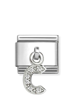 Composable Silver Initial 'C' CZ Drop Charm 331818/03
