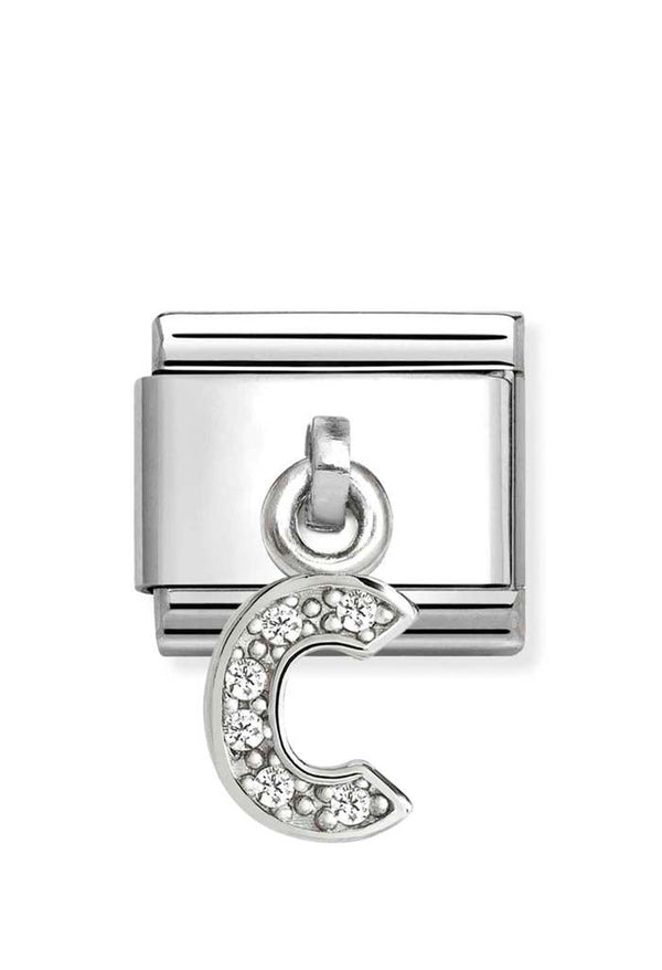 Composable Silver Initial 'C' CZ Drop Charm 331818/03