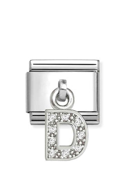 Composable Silver Initial 'D' CZ Drop Charm 331818/04