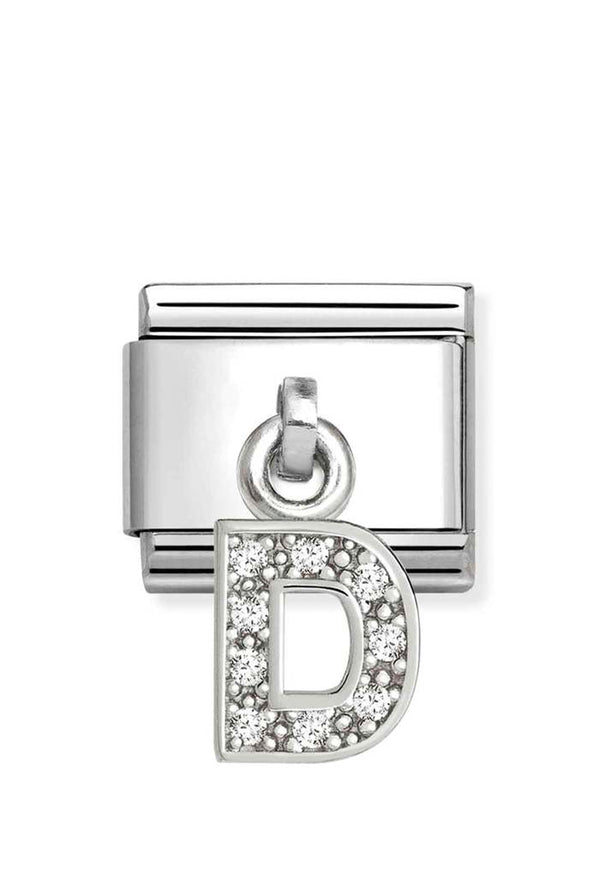 Composable Silver Initial 'D' CZ Drop Charm 331818/04