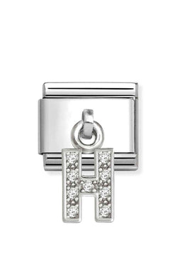 Composable Silver Initial 'H' CZ Drop Charm 331818/08
