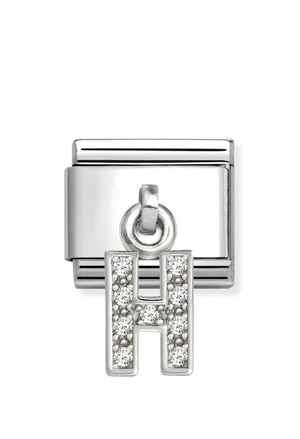 Composable Silver Initial 'H' CZ Drop Charm 331818/08