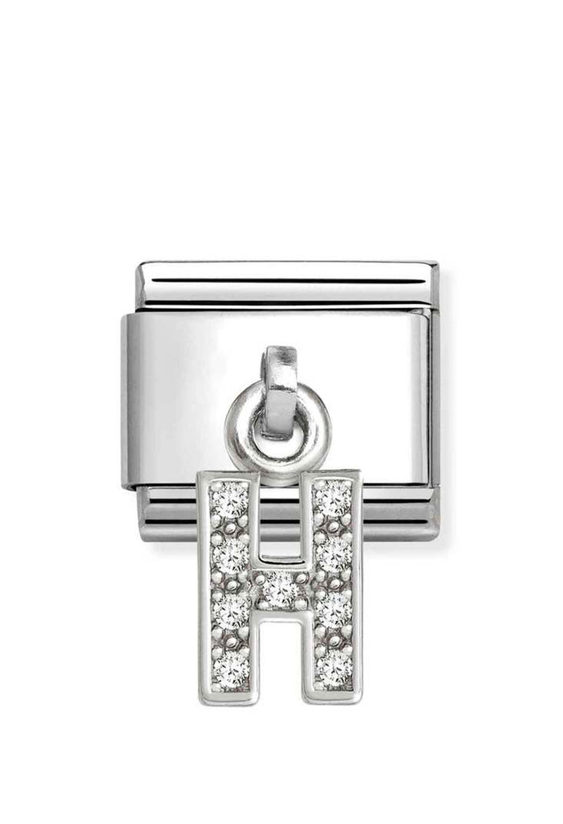 Composable Silver Initial 'H' CZ Drop Charm 331818/08