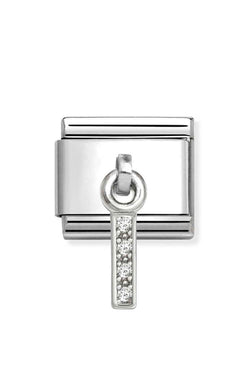 Composable Silver Initial 'I' CZ Drop Charm 331818/09