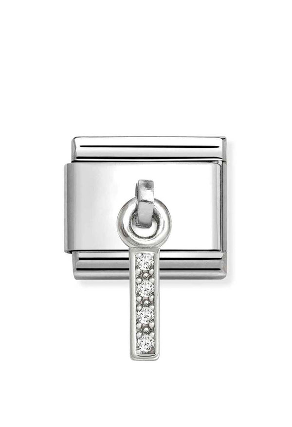 Composable Silver Initial 'I' CZ Drop Charm 331818/09