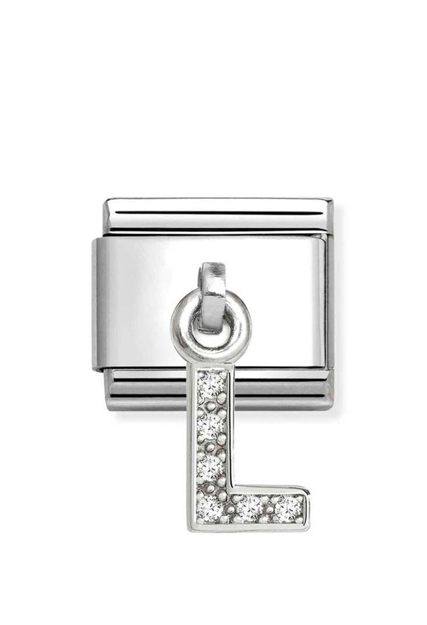Composable Silver Initial 'L' CZ Drop Charm 331818/12