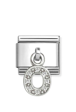 Composable Silver Initial 'O' CZ Drop Charm 331818/15