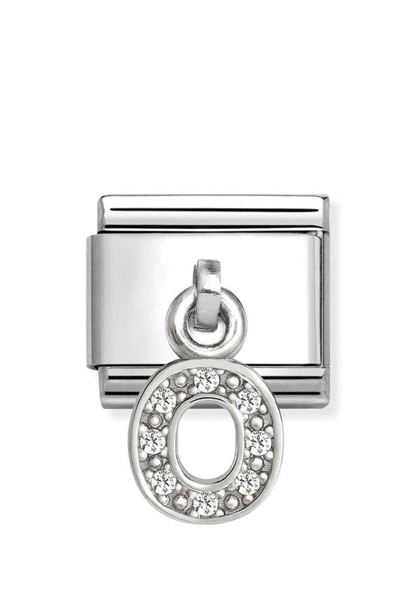 Composable Silver Initial 'O' CZ Drop Charm 331818/15