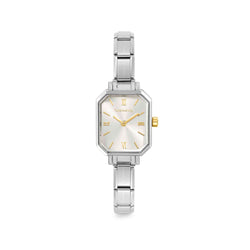 Paris Rectangular, Silver Gold Tone Detail Dial Watch 076039/017