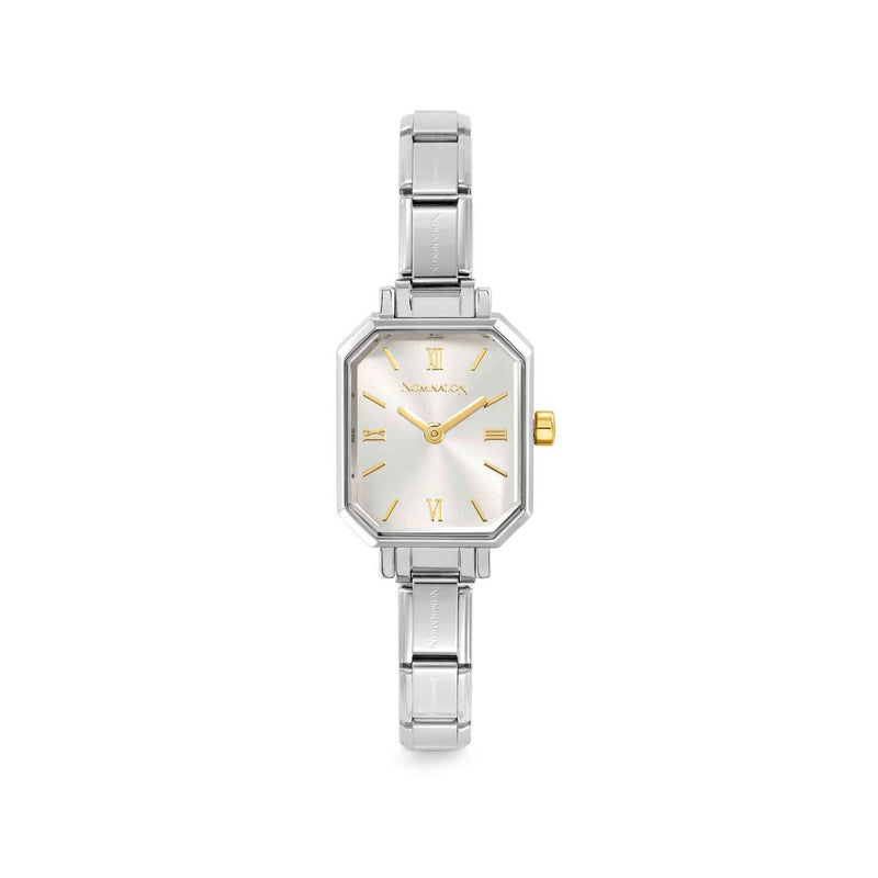Paris Rectangular, Silver Gold Tone Detail Dial Watch 076039/017