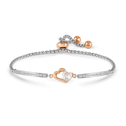Milleluci Refined Edition-Rose Double Heart CZ Bracelet